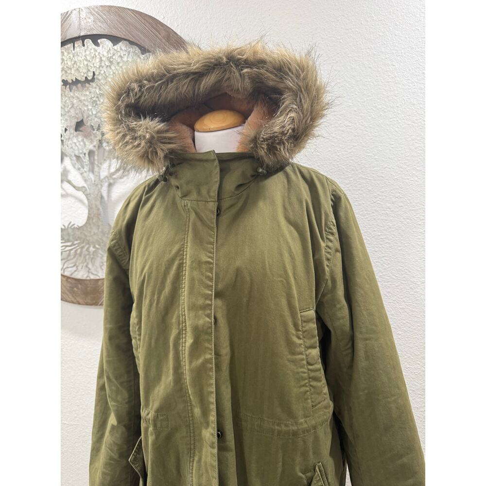 Madewell Bedford Convertible Faux Fur Lined Jacket Parka Anorak Hood Green XL - Picture 4 of 11
